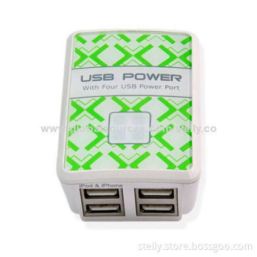 4-USB output mobile phone chargers for Samsung/BlackBerry/HTC/Nokia, EU/USA/UK Standards